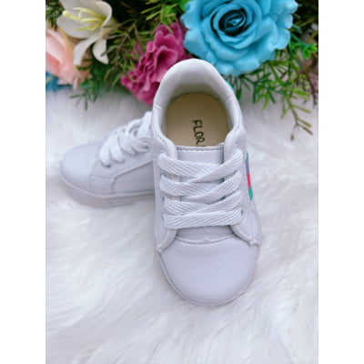 Tênis Infantil Branco e Verde Com Cadarço Meninas