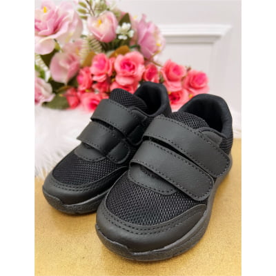 Tênis Preto Com Velcro Meninos Meninas
