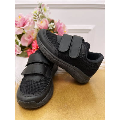 Tênis Preto Com Velcro Meninos Meninas