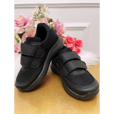 Tênis Preto Com Velcro Meninos Meninas
