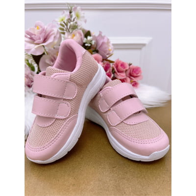 Tênis Rosa Com Velcro Meninas Meninas