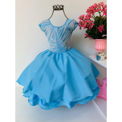 Vestido Infantil Azul Claro Renda Damas Festa Casamento