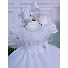 Vestido Bebê Meses Branco C/ Calcinha Bunda Rica Batizado