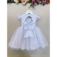 Vestido Bebê Branco Busco Com Renda Batizados Festas