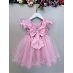 Vestido Bebê Rosa Jardim das Borboletas Batizados Festas