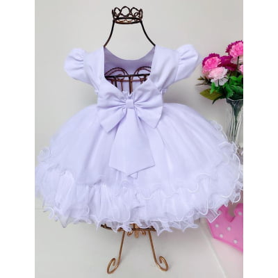 Vestido Infantil Branco Batizado Festa Luxo Princesa