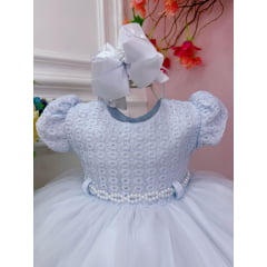 Vestido Infantil Branco Batizados Com Renda e Peito Strass
