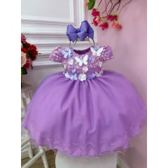 Vestido Infantil Bebê Lilás C/ Renda Jardim Encantado Pérolas