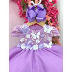 Vestido Infantil Bebê Lilás C/ Renda Jardim Encantado Pérolas