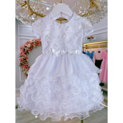 Vestido Bebê Branco Jardim Encantado Batizado Festas