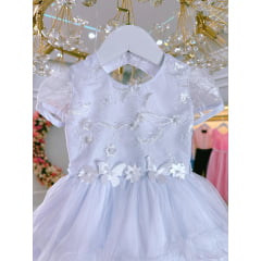 Vestido Bebê Branco Jardim Encantado Batizado Festas