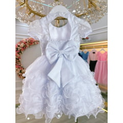 Vestido Bebê Branco Jardim Encantado Batizado Festas