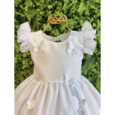 Vestido Bebê Branco Jardim Encantado Luxo