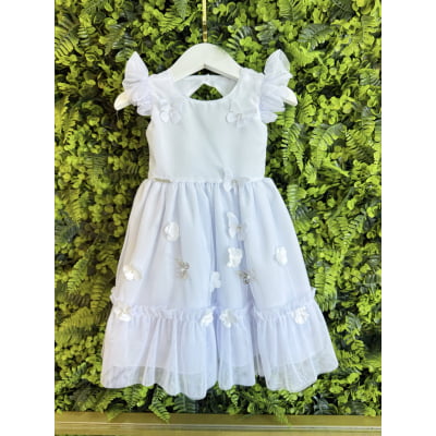 Vestido Bebê Branco Jardim Encantado Luxo