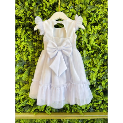 Vestido Bebê Branco Jardim Encantado Luxo