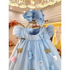 Vestido Infantil Bebê Azul Bebê Jardim Encantado Luxo