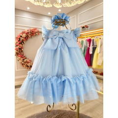 Vestido Infantil Bebê Azul Bebê Jardim Encantado Luxo