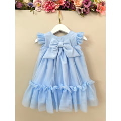 Vestido Infantil Bebê Azul Bebê Jardim Encantado Luxo