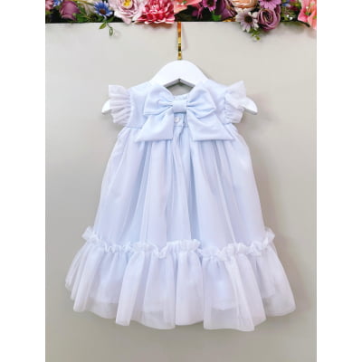 Vestido Infantil Bebê Branco Jardim Encantado Luxo
