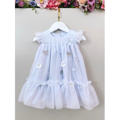 Vestido Infantil Bebê Branco Jardim Encantado Luxo