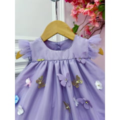 Vestido Infantil Bebê Lilás Jardim Encantado Luxo