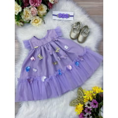 Vestido Infantil Bebê Lilás Jardim Encantado Luxo