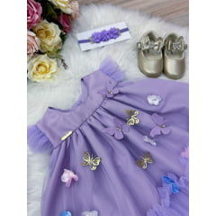 Vestido Infantil Bebê Lilás Jardim Encantado Luxo