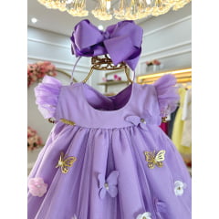Vestido Infantil Bebê Lilás Jardim Encantado Luxo