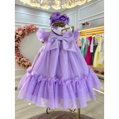 Vestido Infantil Bebê Lilás Jardim Encantado Luxo