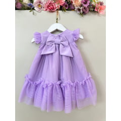 Vestido Infantil Bebê Lilás Jardim Encantado Luxo