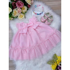 Vestido Infantil Bebê Rosa Bebê Jardim Encantado Luxo