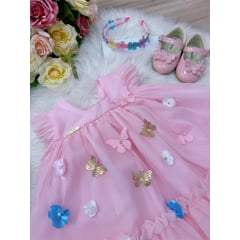 Vestido Infantil Bebê Rosa Bebê Jardim Encantado Luxo
