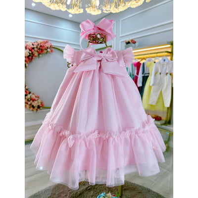 Vestido Infantil Bebê Rosa Bebê Jardim Encantado Luxo