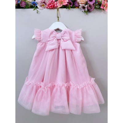 Vestido Infantil Bebê Rosa Bebê Jardim Encantado Luxo
