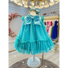 Vestido Infantil Bebê Verde Jardim Encantado Luxo