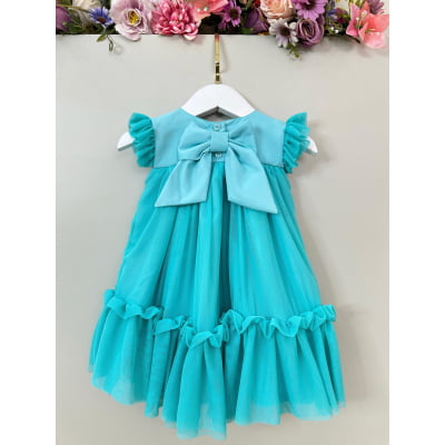 Vestido Infantil Bebê Verde Jardim Encantado Luxo