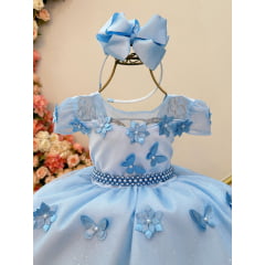Vestido Infantil Azul Claro Jardim Encantado Festas Luxo