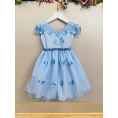 Vestido Infantil Azul Claro Jardim Encantado Festas Luxo