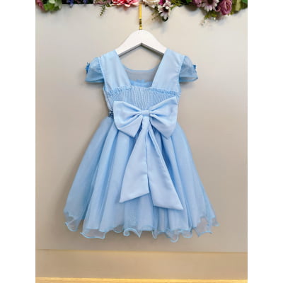 Vestido Infantil Azul Claro Jardim Encantado Festas Luxo