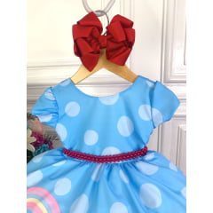 Vestido Infantil Azul Galinha Pintadinha na Fazenda Luxo