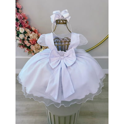Vestido Infantil Branco Aplique Borboletas Douradas Flores