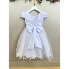 Vestido Infantil Branco Busto Bordado Flores e Pérolas Daminha