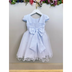Vestido Infantil Branco Busto C/ Bordado Flores Daminha Festa