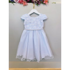 Vestido Infantil Branco C/ Renda Apliques Daminha Festas