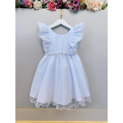 Vestido Infantil Branco C/ Strass Luxo Daminhas Festas