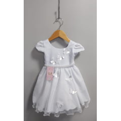 Vestido Infantil Branco Jardim Encantado Festas Luxo