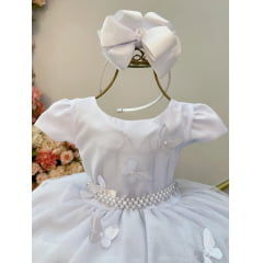Vestido Infantil Branco Jardim Encantado Festas Luxo