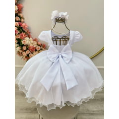 Vestido Infantil Branco Jardim Encantado Festas Luxo