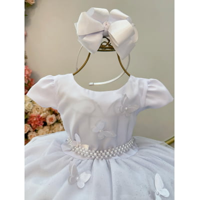 Vestido Infantil Branco Jardim Encantado Festas Luxo