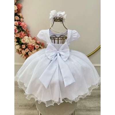 Vestido Infantil Branco Jardim Encantado Festas Luxo